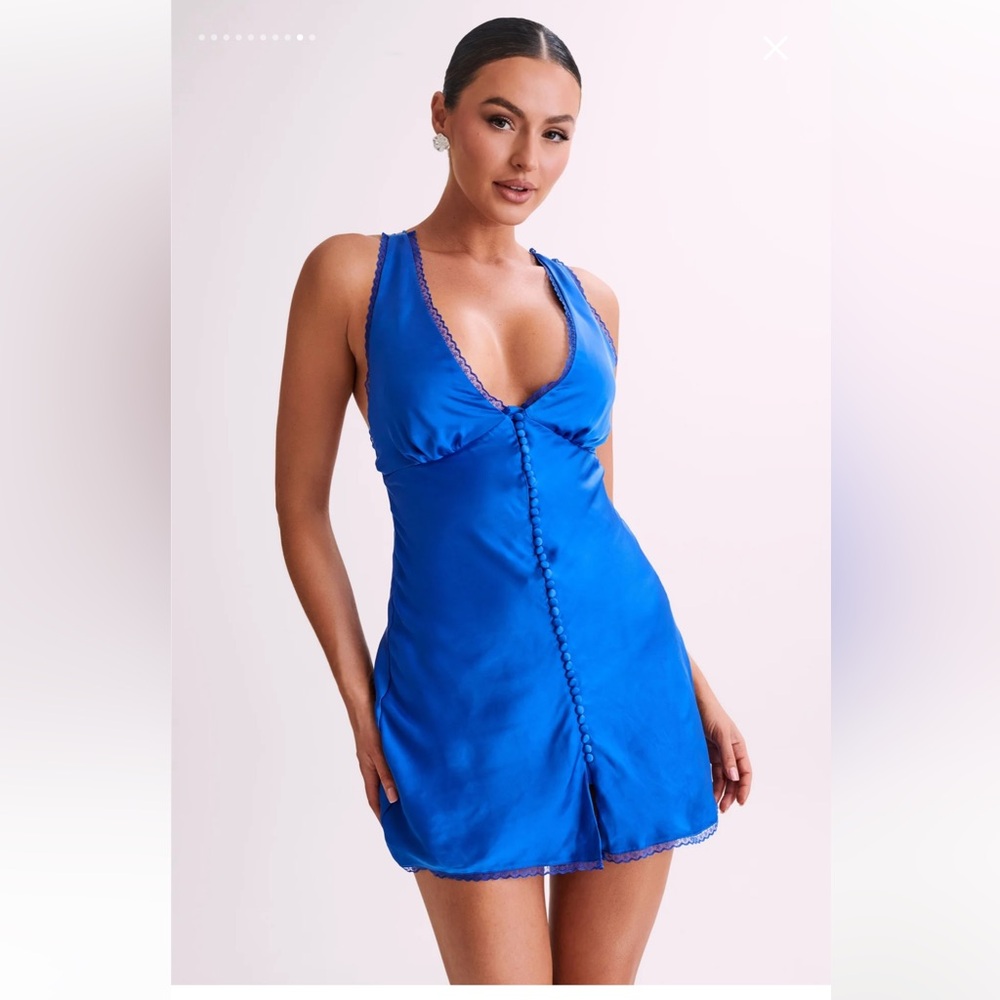 Meshki Blue Satin Mini Dress